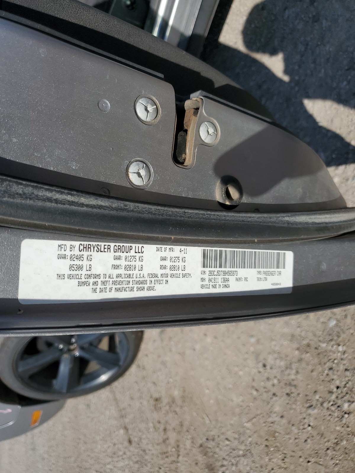 2B3CJ5DT9BH565973 2011 Dodge Challenger R/T