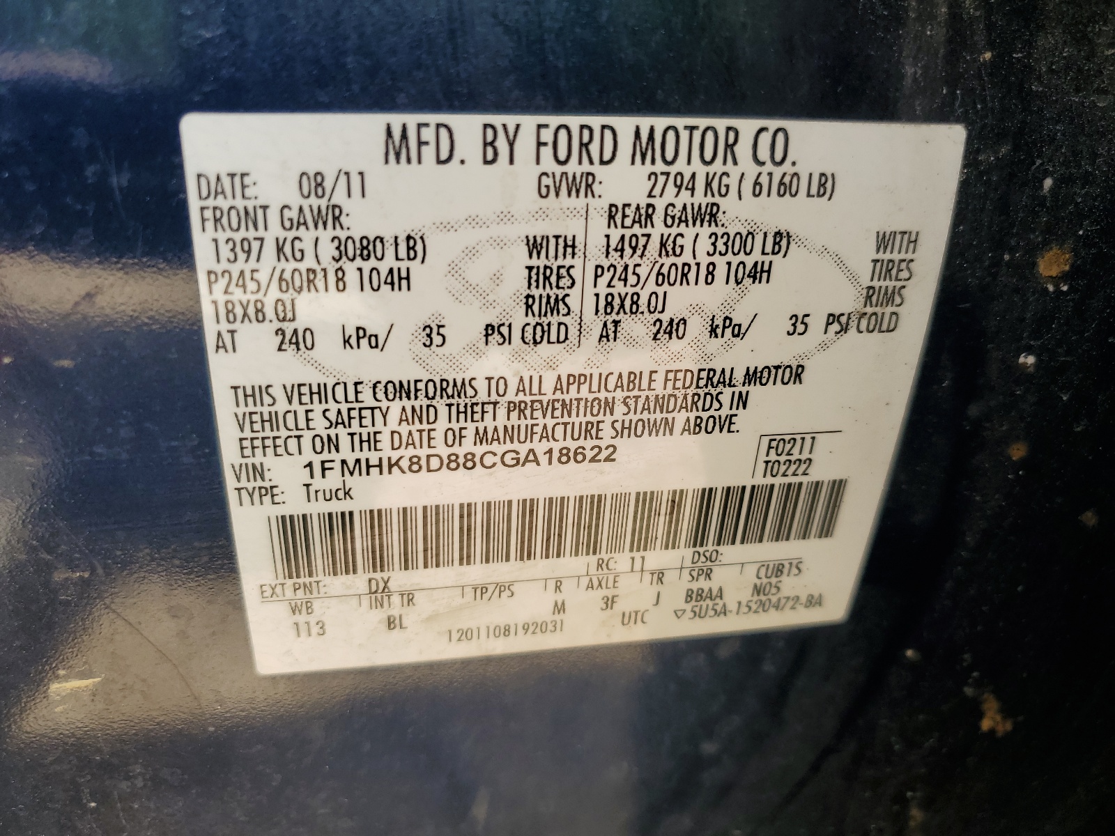 1FMHK8D88CGA18622 2012 Ford Explorer Xlt