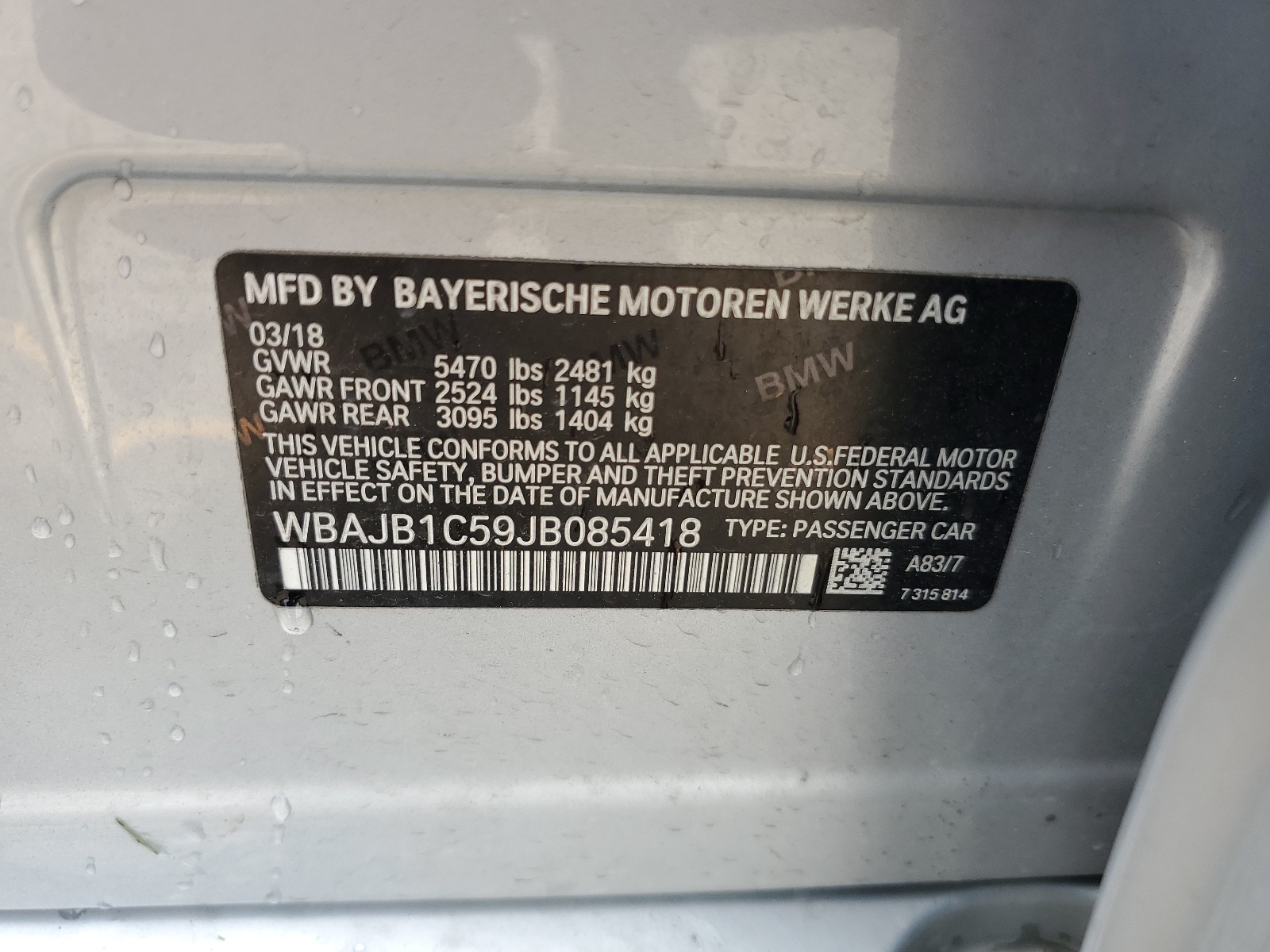 WBAJB1C59JB085418 2018 BMW 530Xe