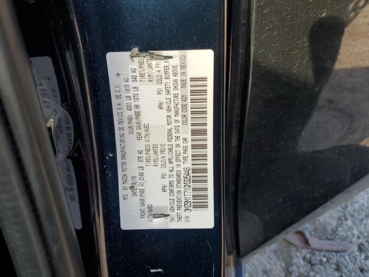 2016 Mazda 3 Sport VIN: 3MZBM1T71GM325448 Lot: 61082434