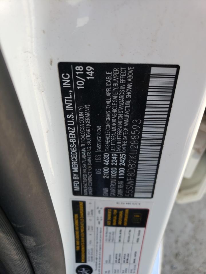 2019 Mercedes-Benz C 300 VIN: 55SWF8DB2KU288593 Lot: 63097684