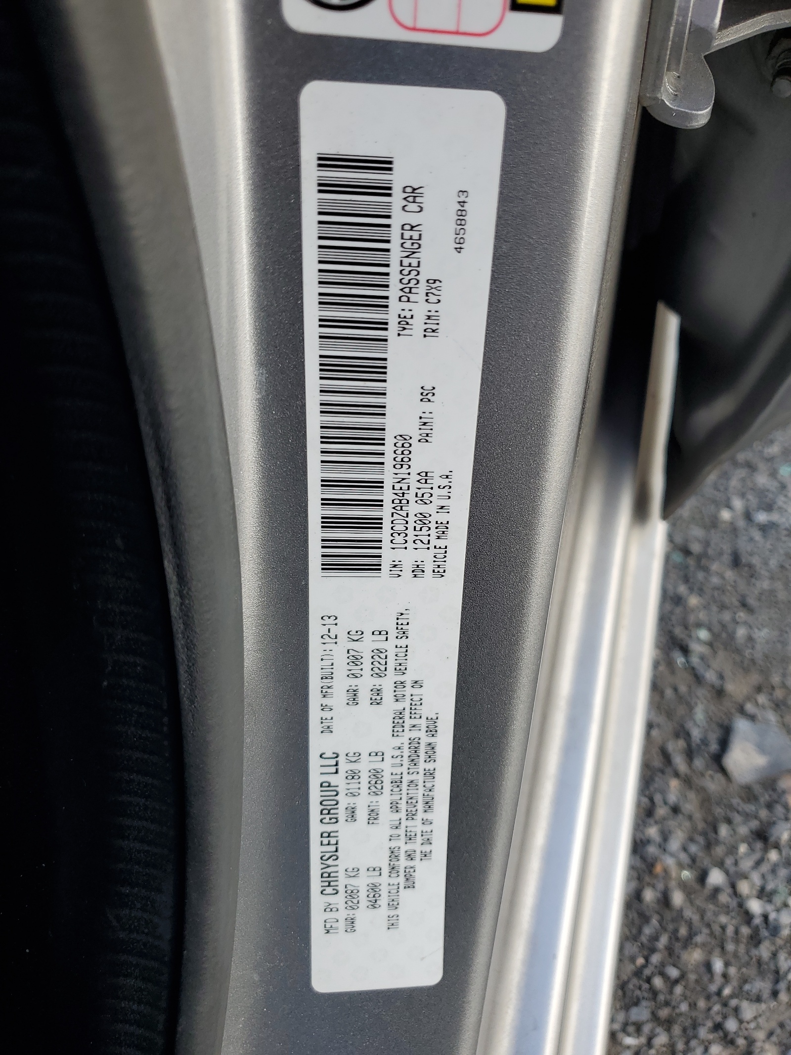 1C3CDZAB4EN196660 2014 Dodge Avenger Se