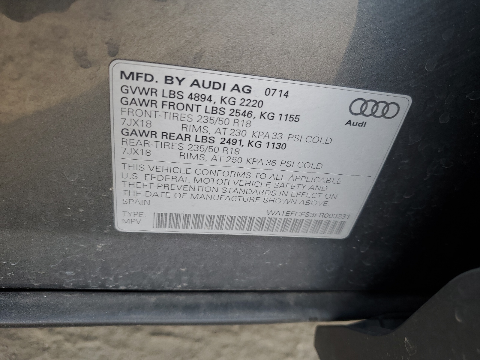 WA1EFCFS3FR003231 2015 Audi Q3 Premium Plus