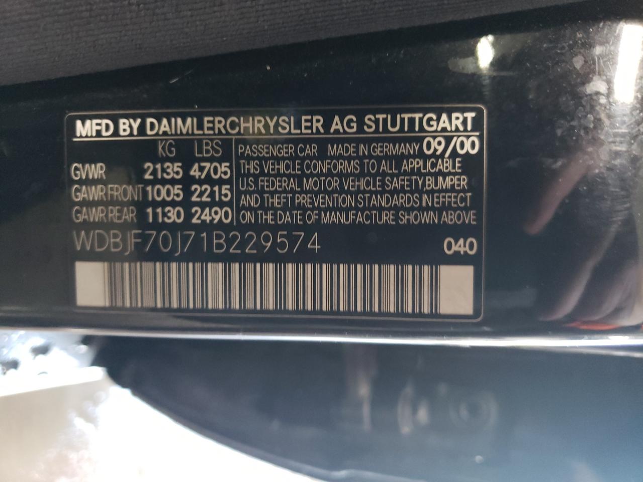 WDBJF70J71B229574 2001 Mercedes-Benz E 430