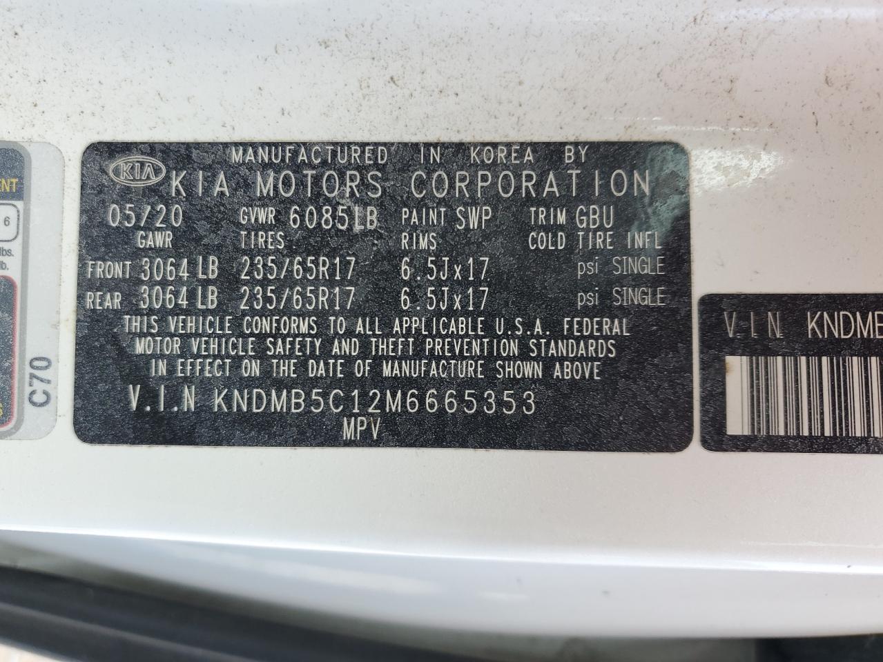 KNDMB5C12M6665353 2021 Kia Sedona Lx