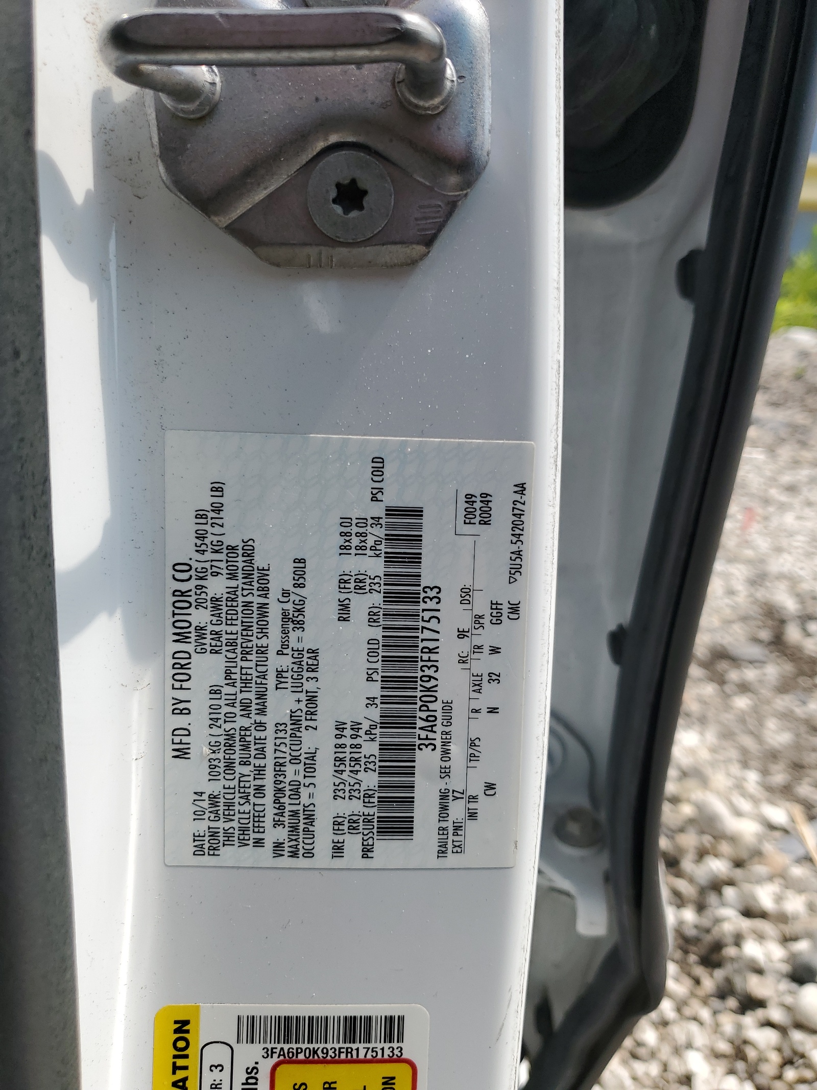 3FA6P0K93FR175133 2015 Ford Fusion Titanium