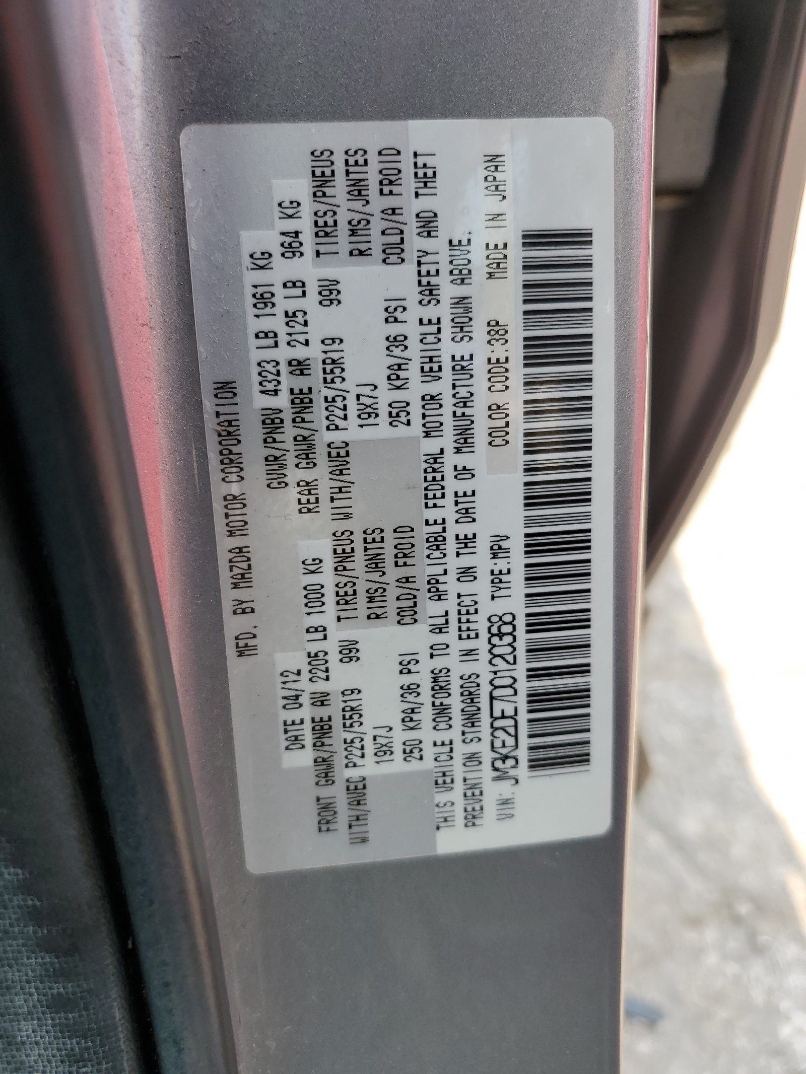 JM3KE2DE7D0120368 2013 Mazda Cx-5 Gt