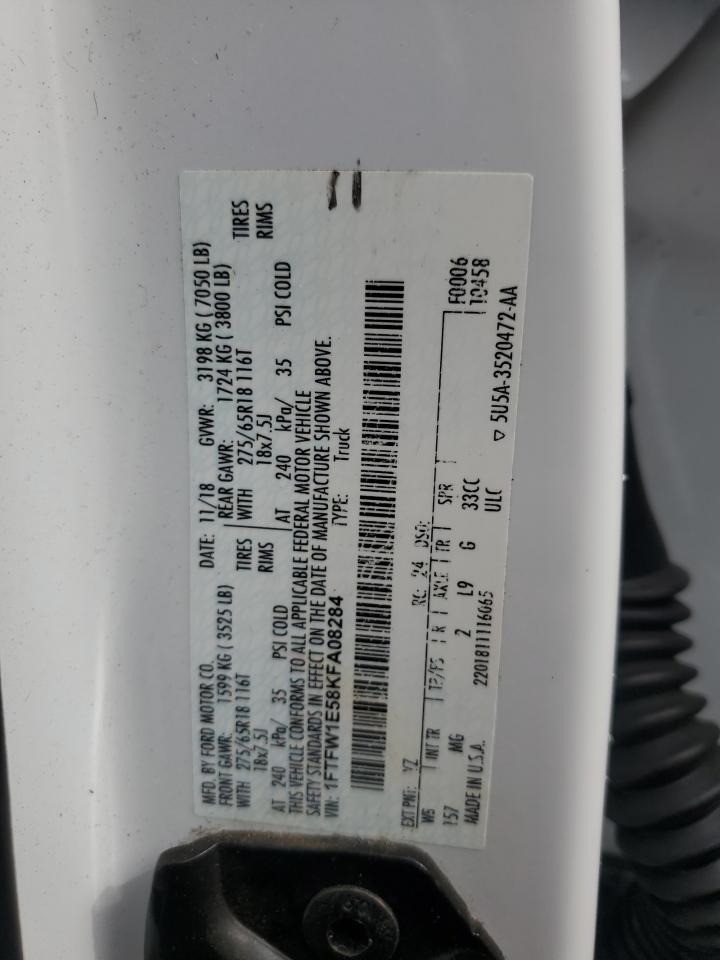 2019 Ford F150 Supercrew VIN: 1FTFW1E58KFA08284 Lot: 63760744