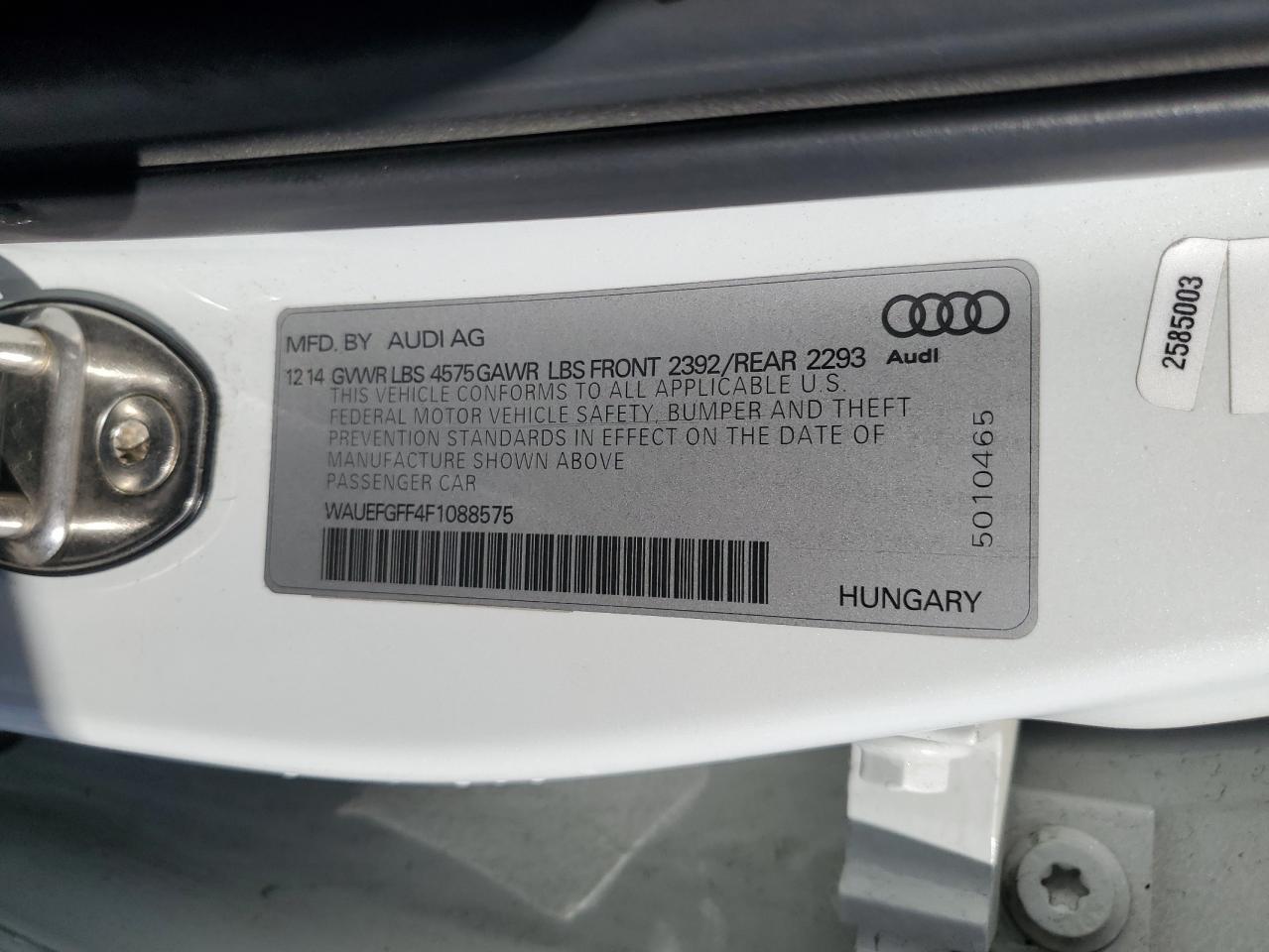 2015 Audi A3 Premium Plus VIN: WAUEFGFF4F1088575 Lot: 63250414