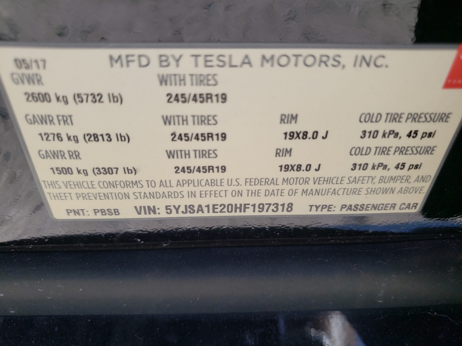 5YJSA1E20HF197318 2017 Tesla Model S