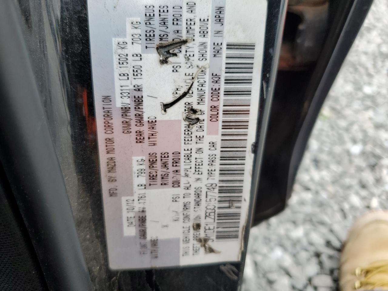 2013 Mazda Mazda2 VIN: JM1DE1LZ6D0157749 Lot: 63075574