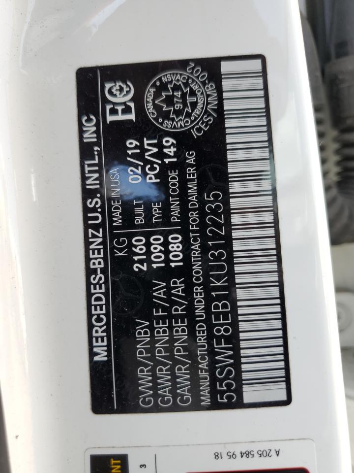 2019 Mercedes-Benz C 300 4Matic VIN: 55SWF8EB1KU312235 Lot: 63213064