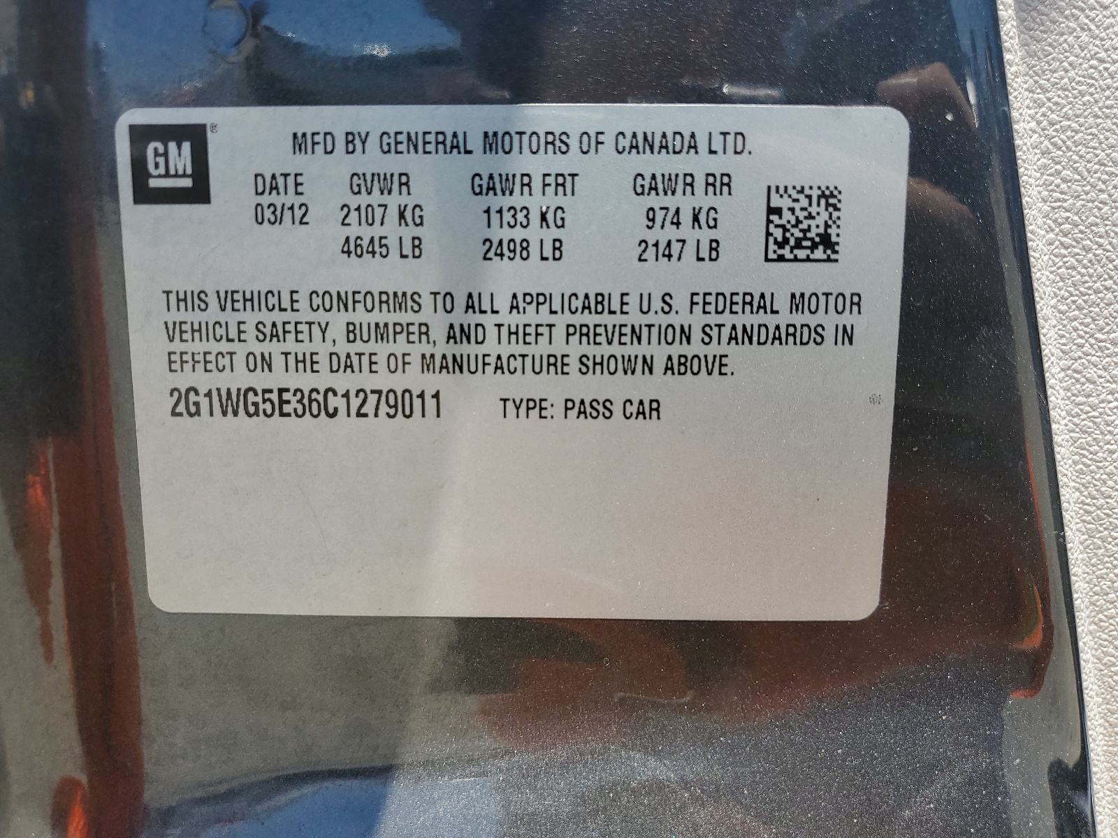 2G1WG5E36C1279011 2012 Chevrolet Impala Lt