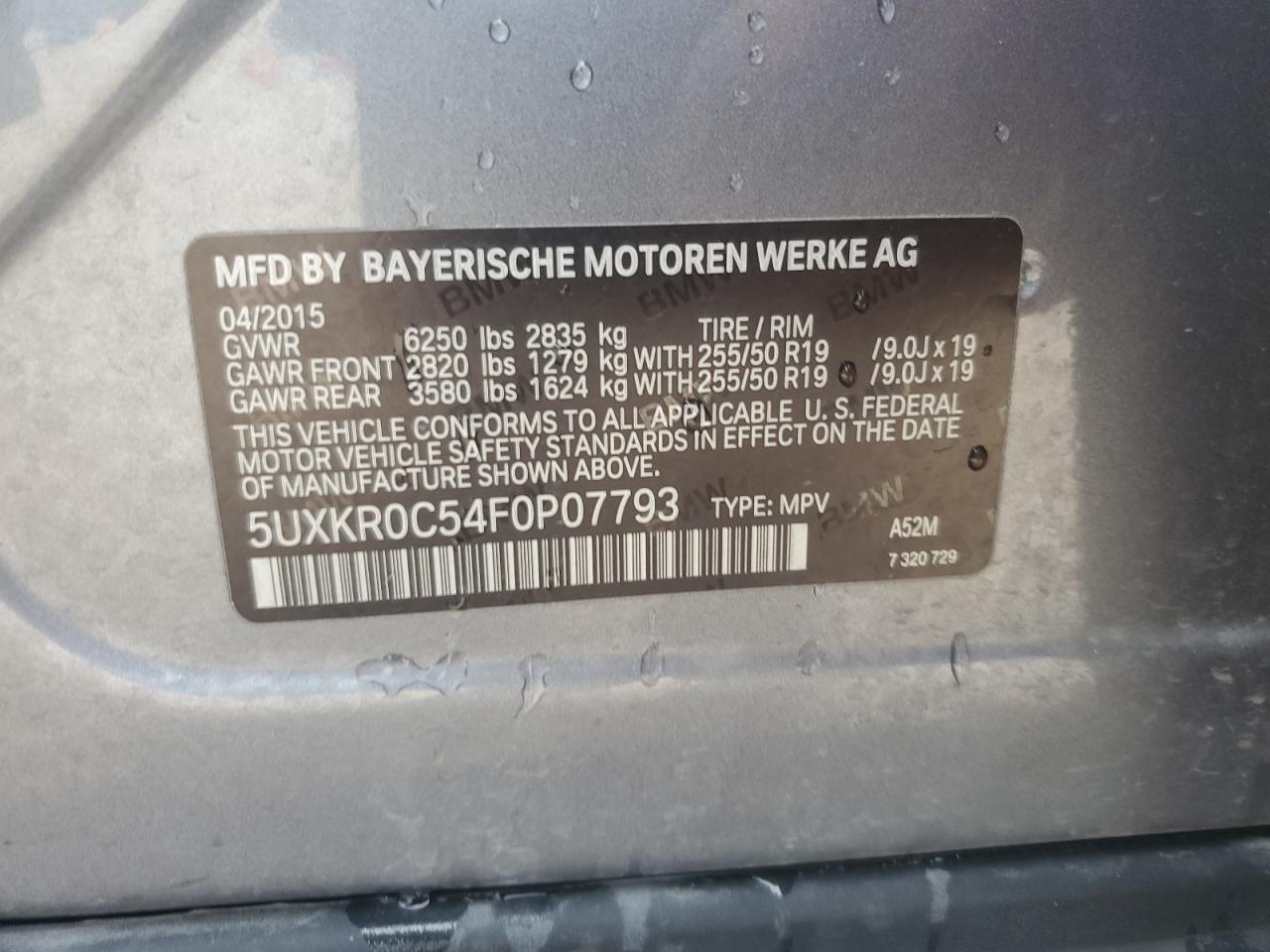 5UXKR0C54F0P07793 2015 BMW X5 xDrive35I