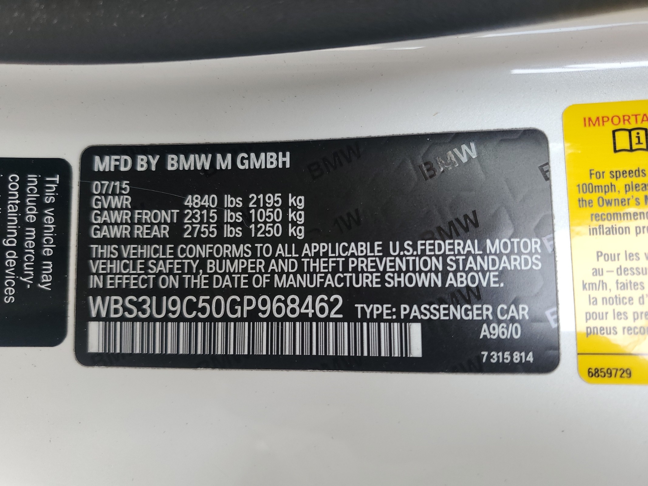 WBS3U9C50GP968462 2016 BMW M4