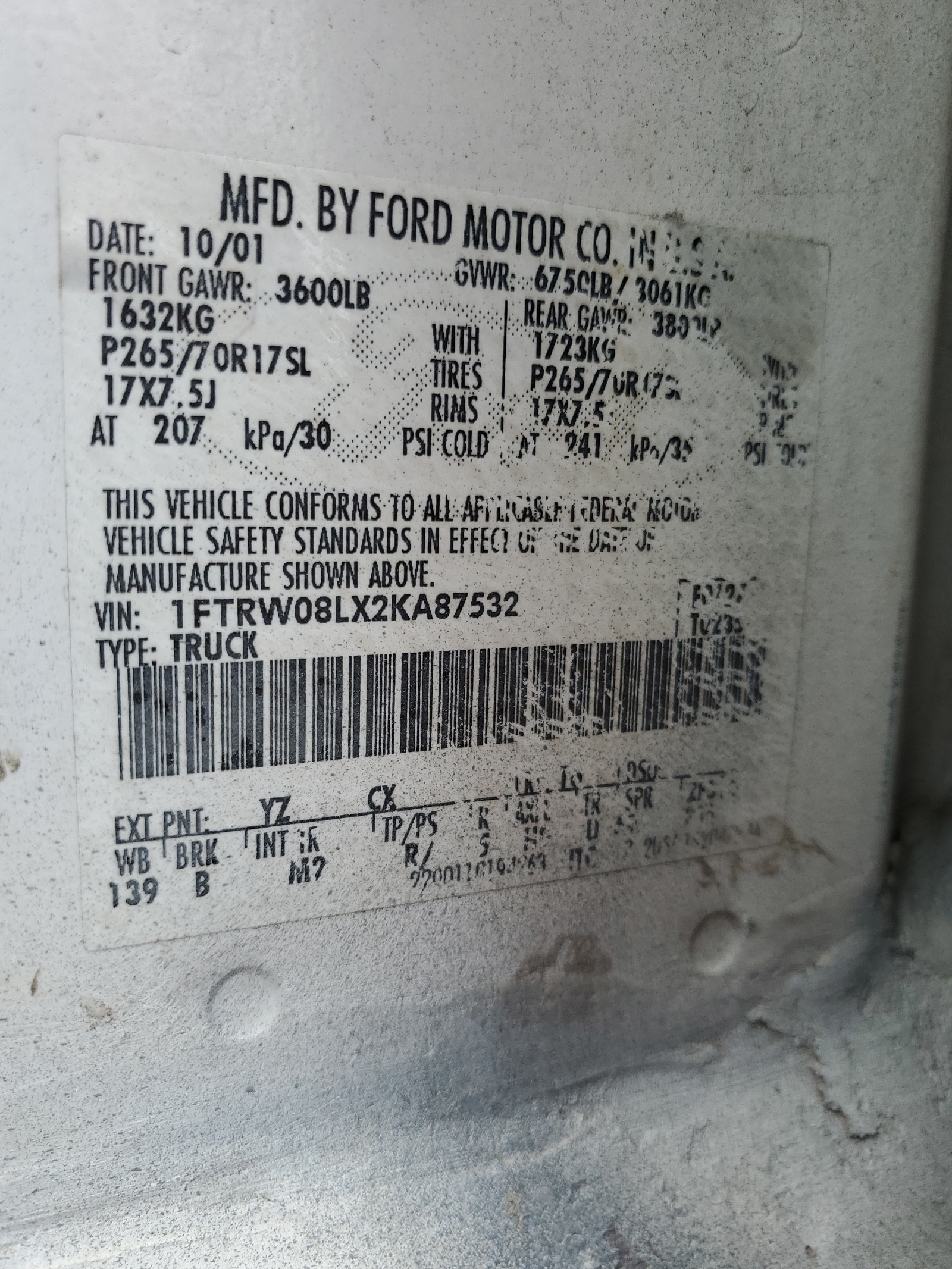 1FTRW08LX2KA87532 2002 Ford F150 Supercrew