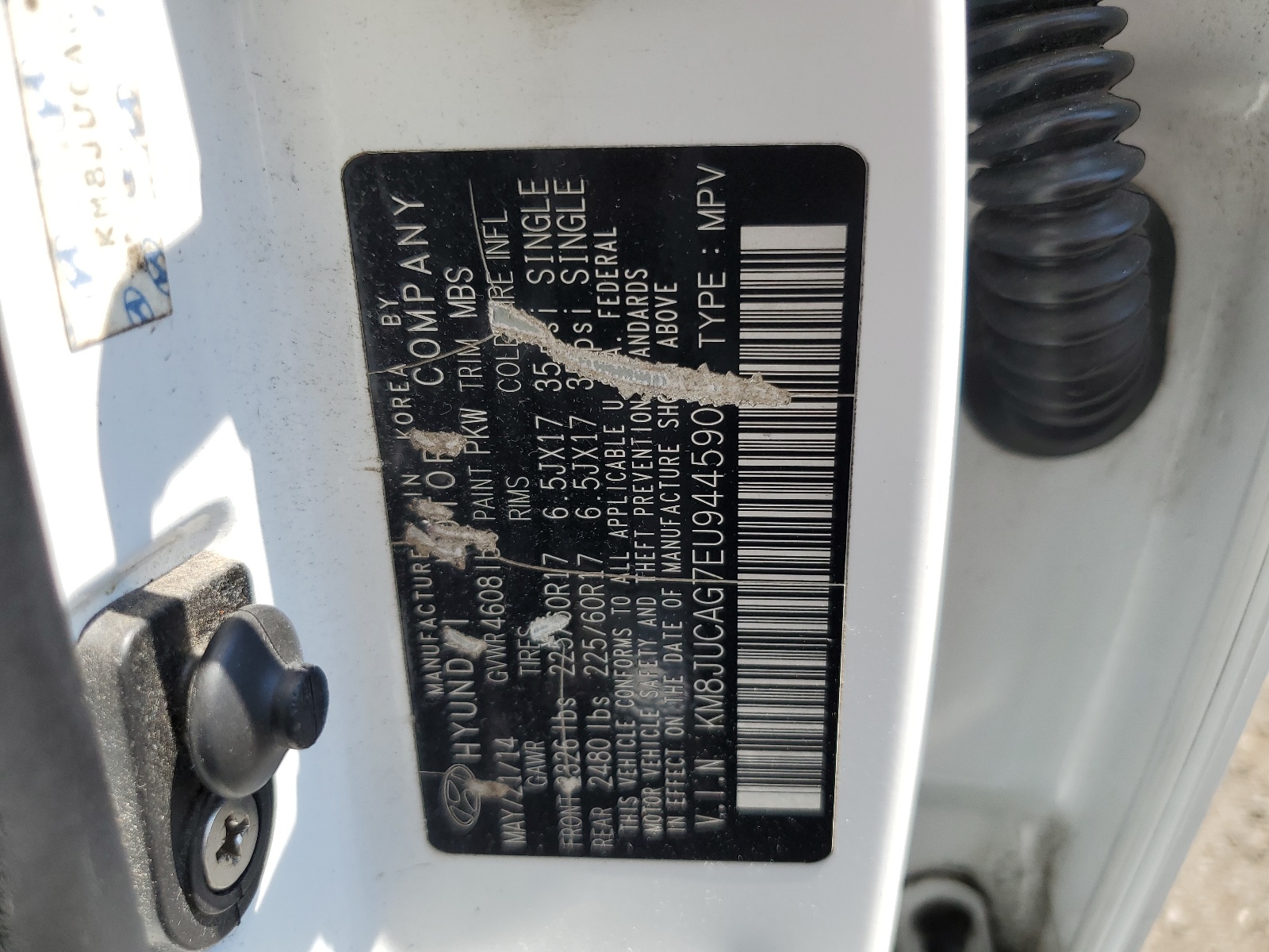 KM8JUCAG7EU944590 2014 Hyundai Tucson Gls