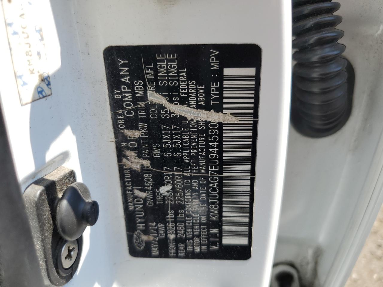 2014 Hyundai Tucson Gls VIN: KM8JUCAG7EU944590 Lot: 63190704