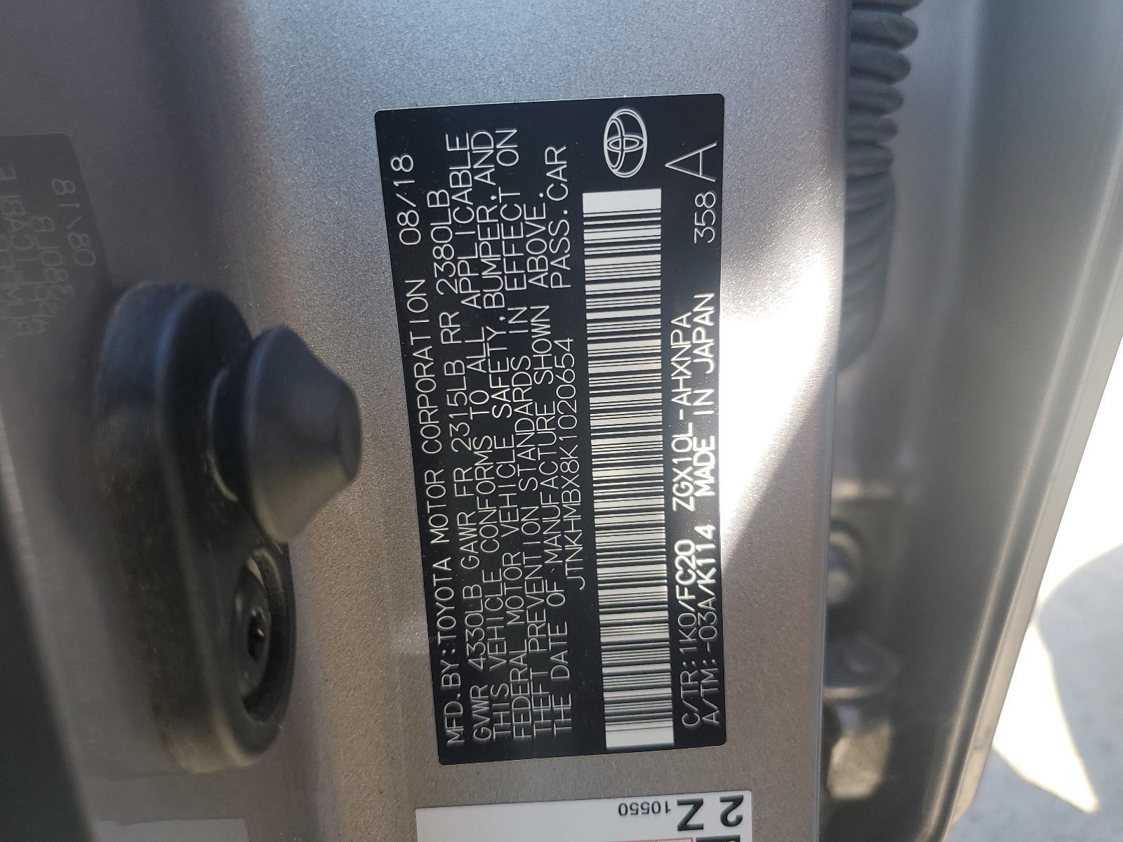 JTNKHMBX8K1020654 2019 Toyota C-Hr Xle