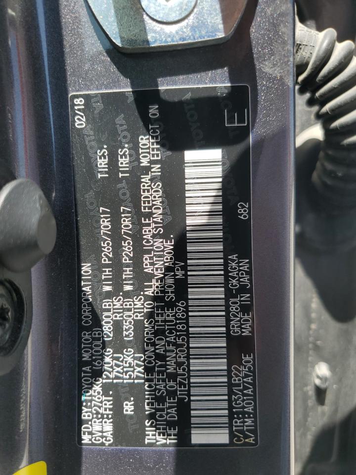 2018 Toyota 4Runner Sr5 VIN: JTEZU5JR0J5181896 Lot: 59663684