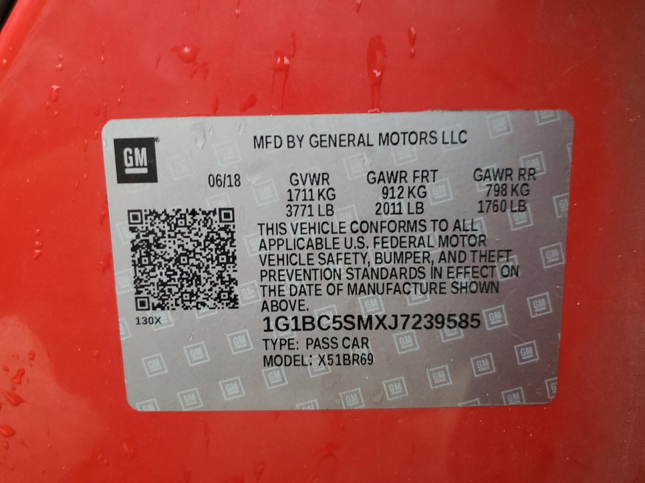 2018 Chevrolet Cruze Ls VIN: 1G1BC5SMXJ7239585 Lot: 65637184