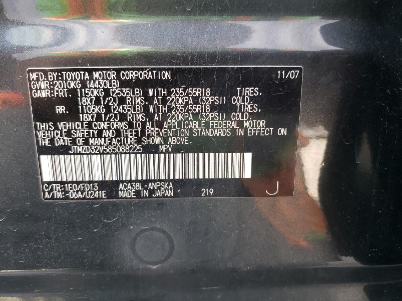 2008 Toyota Rav4 Sport VIN: JTMZD32V585088225 Lot: 62551244