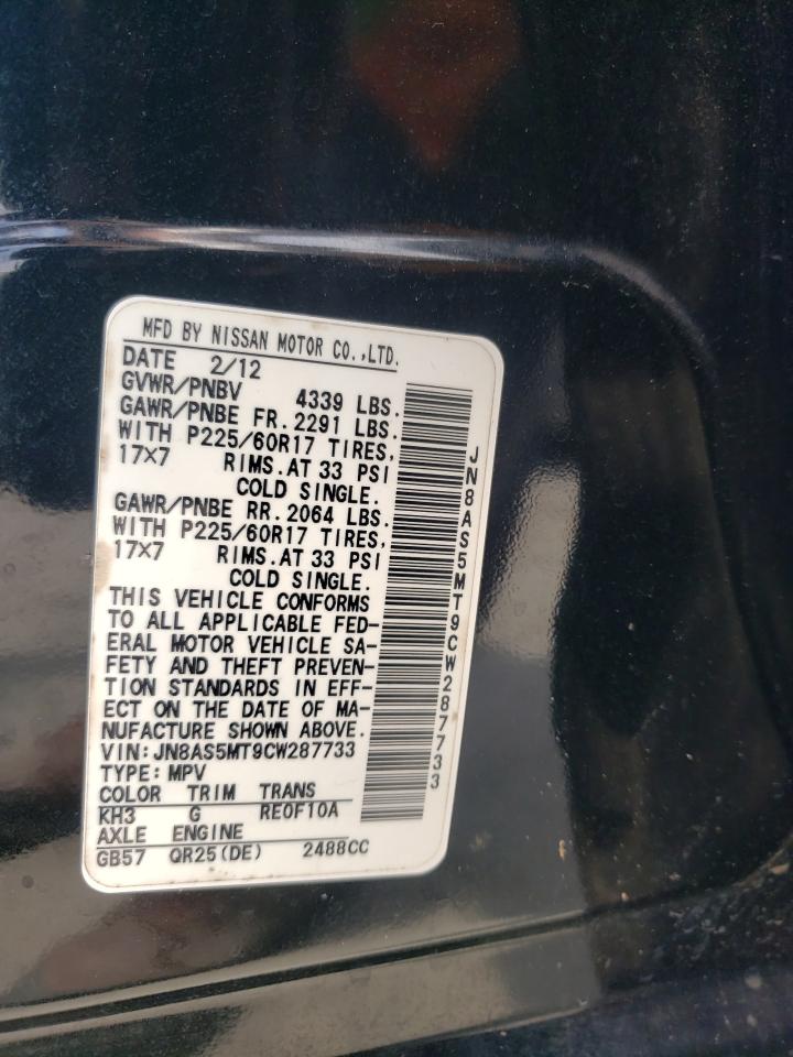 2012 Nissan Rogue S VIN: JN8AS5MT9CW287733 Lot: 64401204