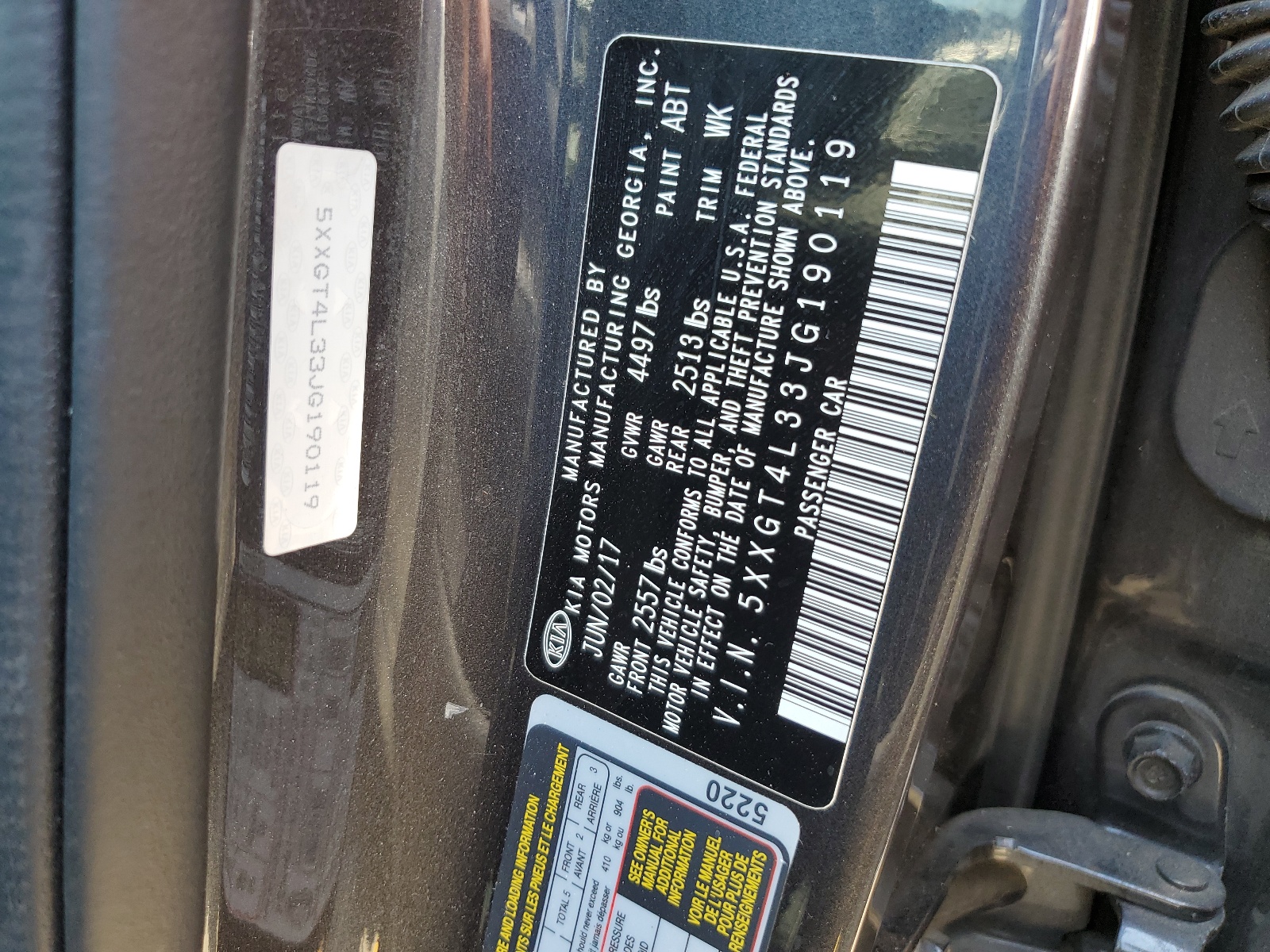 5XXGT4L33JG190119 2018 Kia Optima Lx