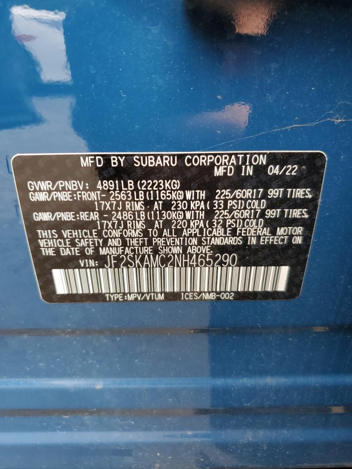 2022 Subaru Forester Wilderness VIN: JF2SKAMC2NH465290 Lot: 63686484