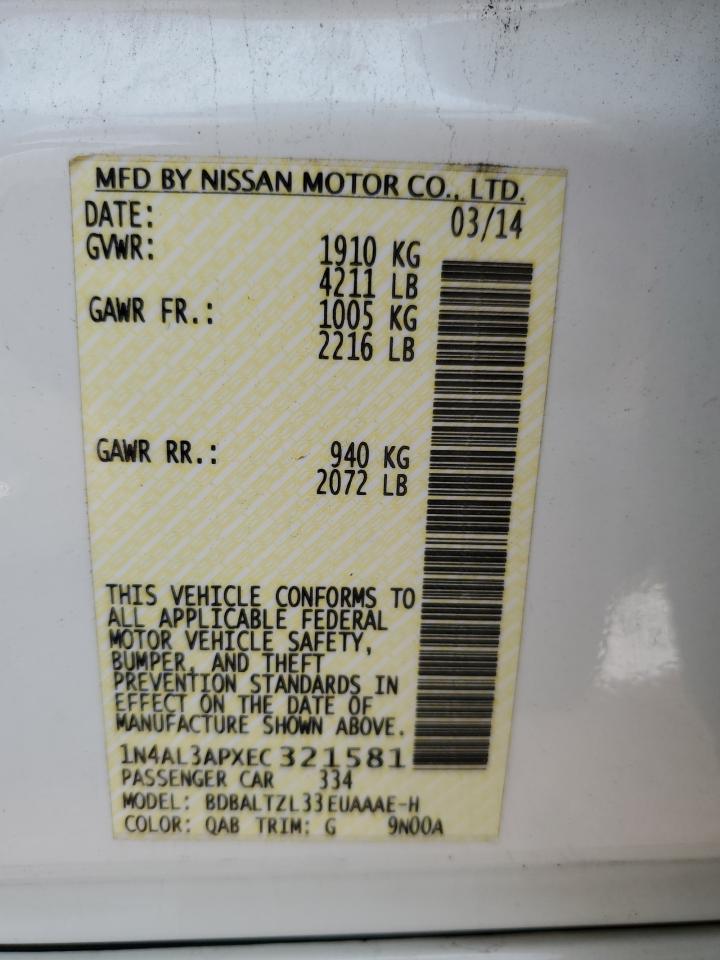 1N4AL3APXEC321581 2014 Nissan Altima 2.5