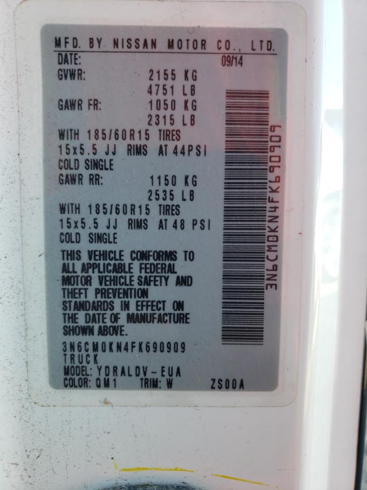 2015 Nissan Nv200 2.5S VIN: 3N6CM0KN4FK690909 Lot: 61488334