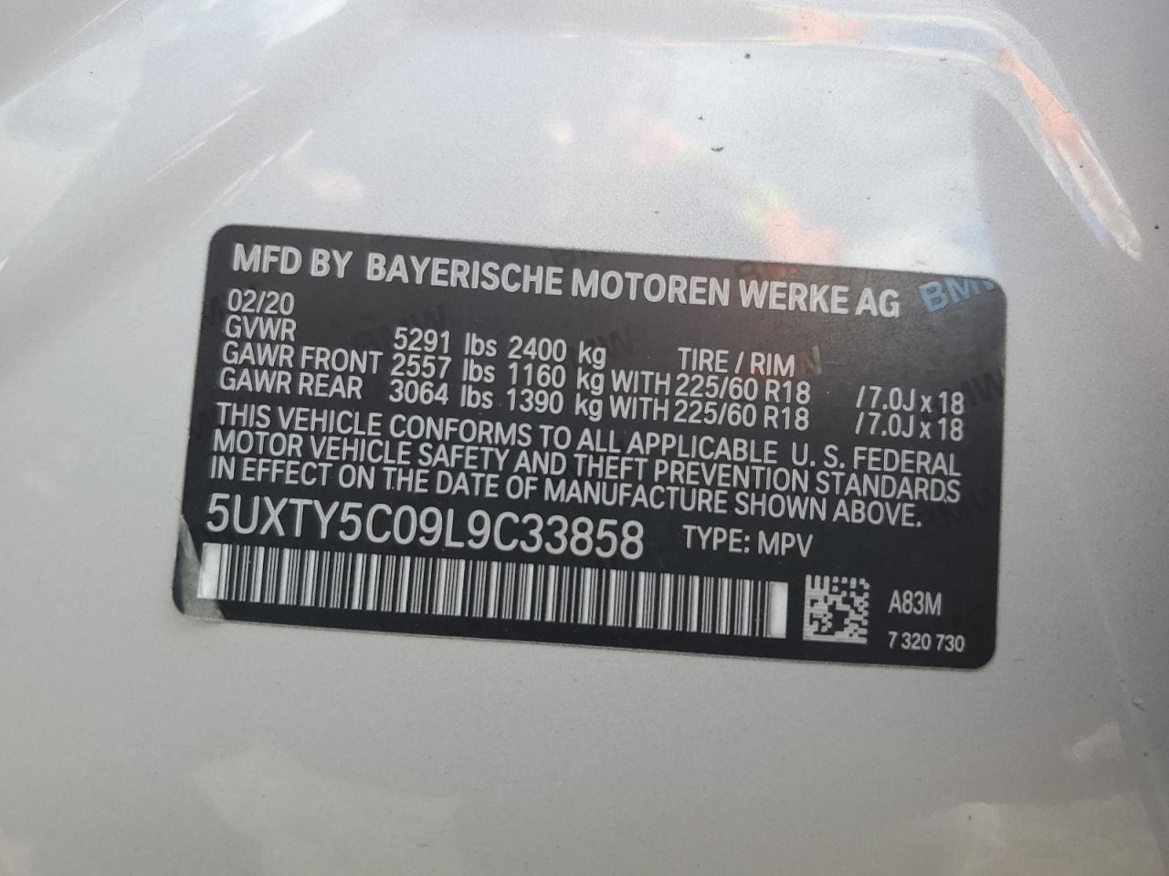 5UXTY5C09L9C33858 2020 BMW X3 xDrive30I