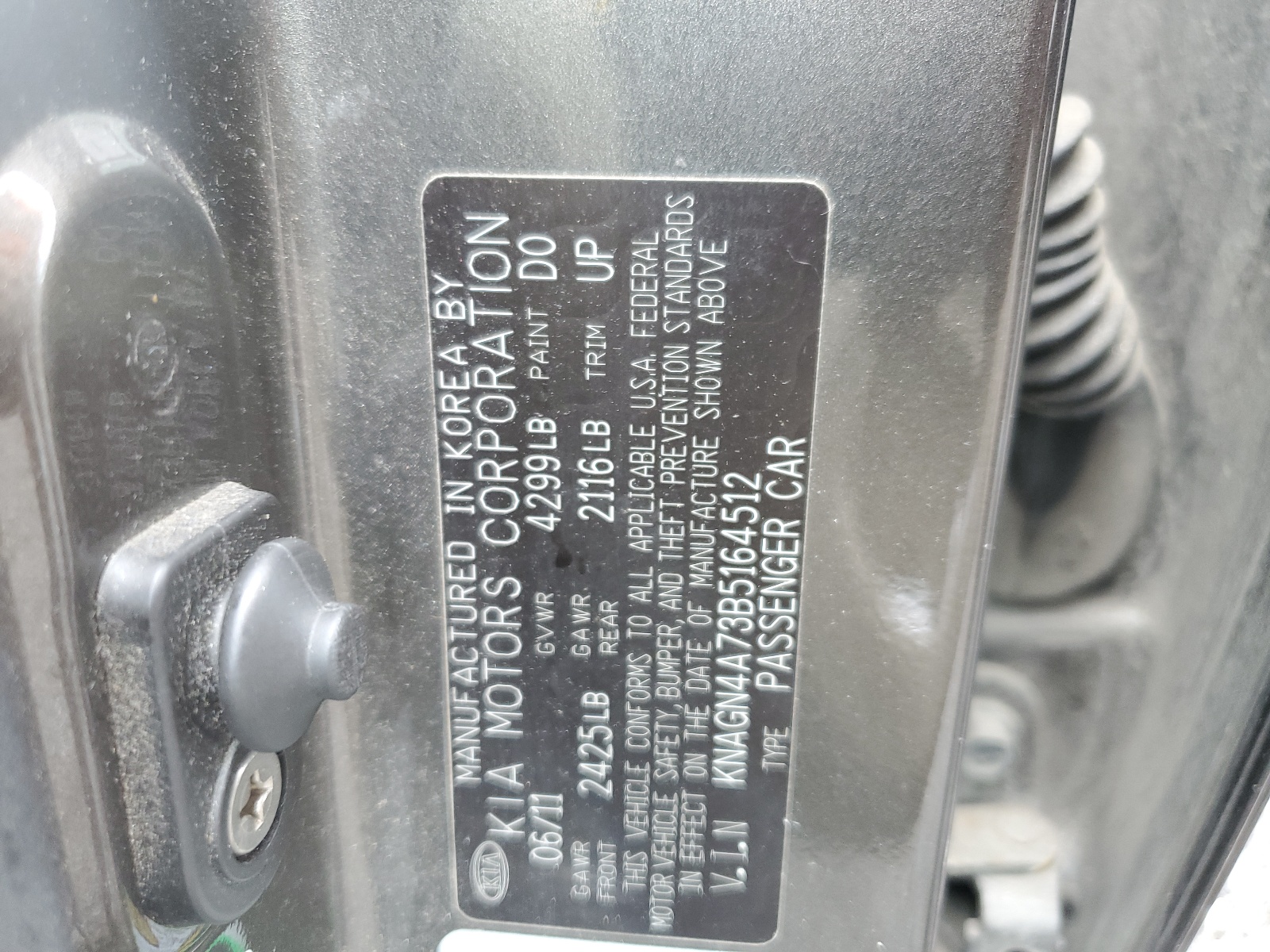 KNAGN4A73B5164512 2011 Kia Optima Ex