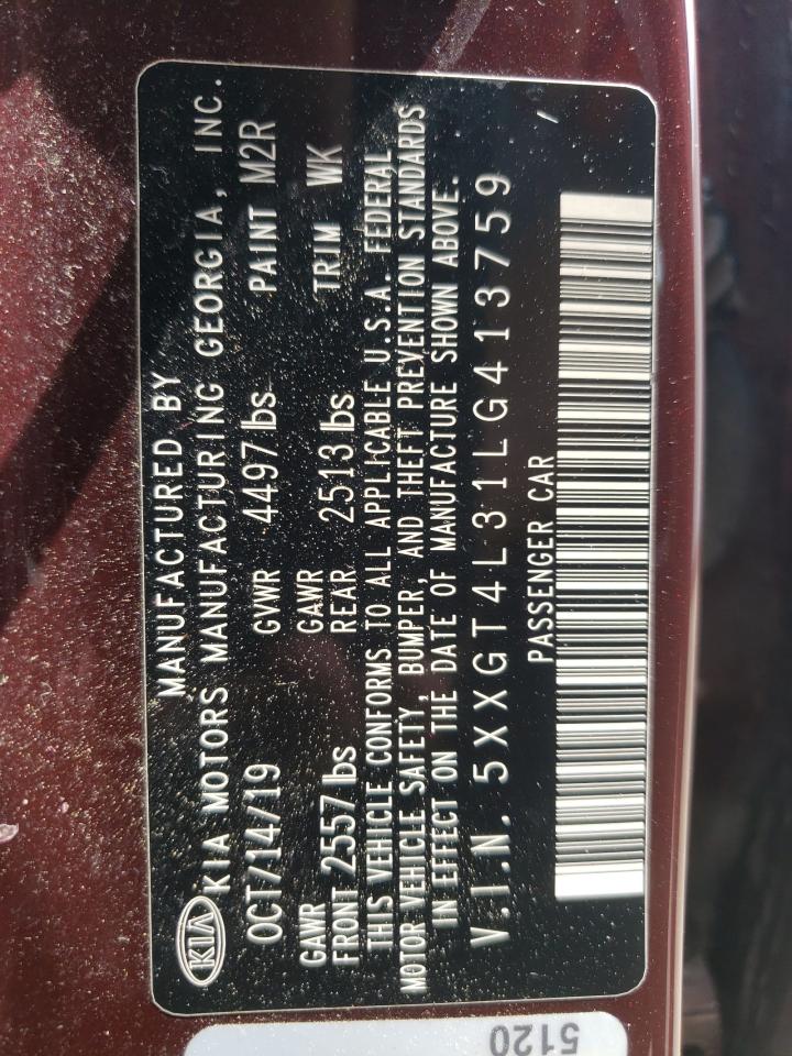 2020 Kia Optima Lx VIN: 5XXGT4L31LG413759 Lot: 62562264