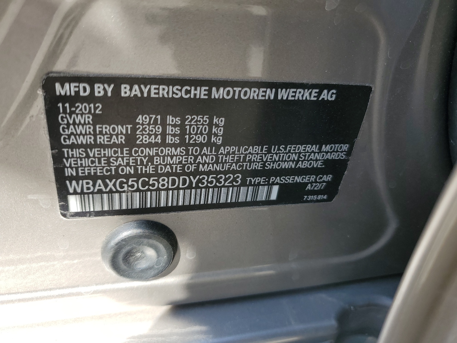 WBAXG5C58DDY35323 2013 BMW 528 I