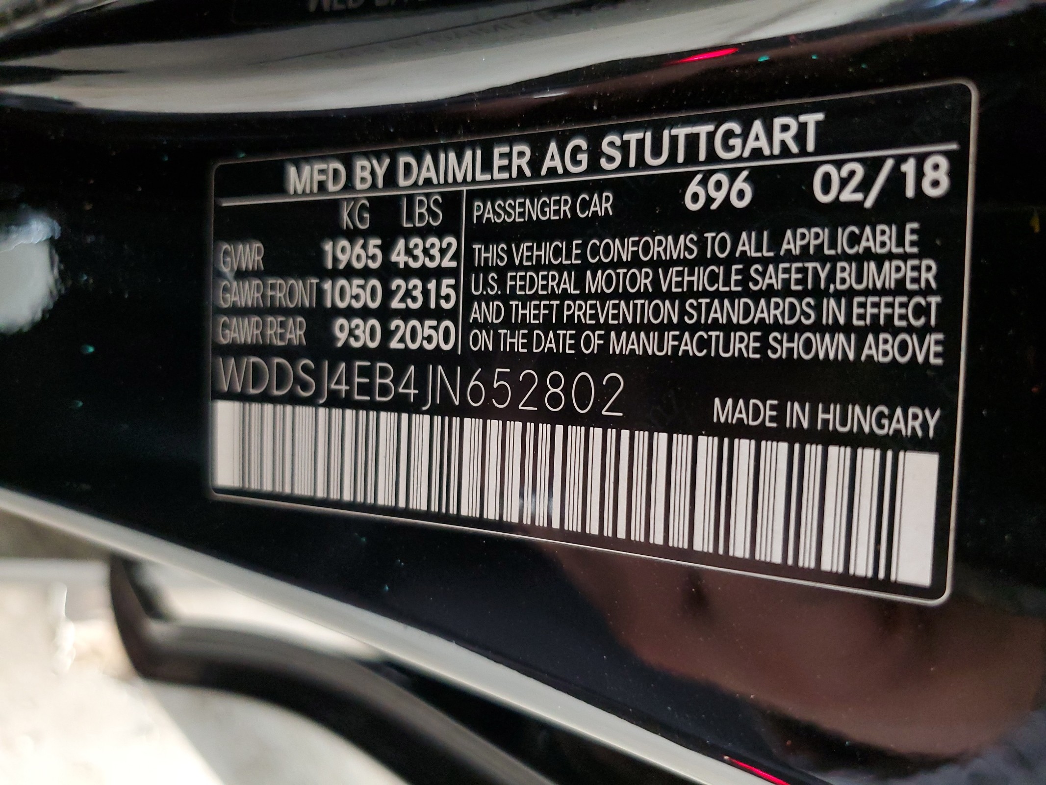 WDDSJ4EB4JN652802 2018 Mercedes-Benz Cla 250