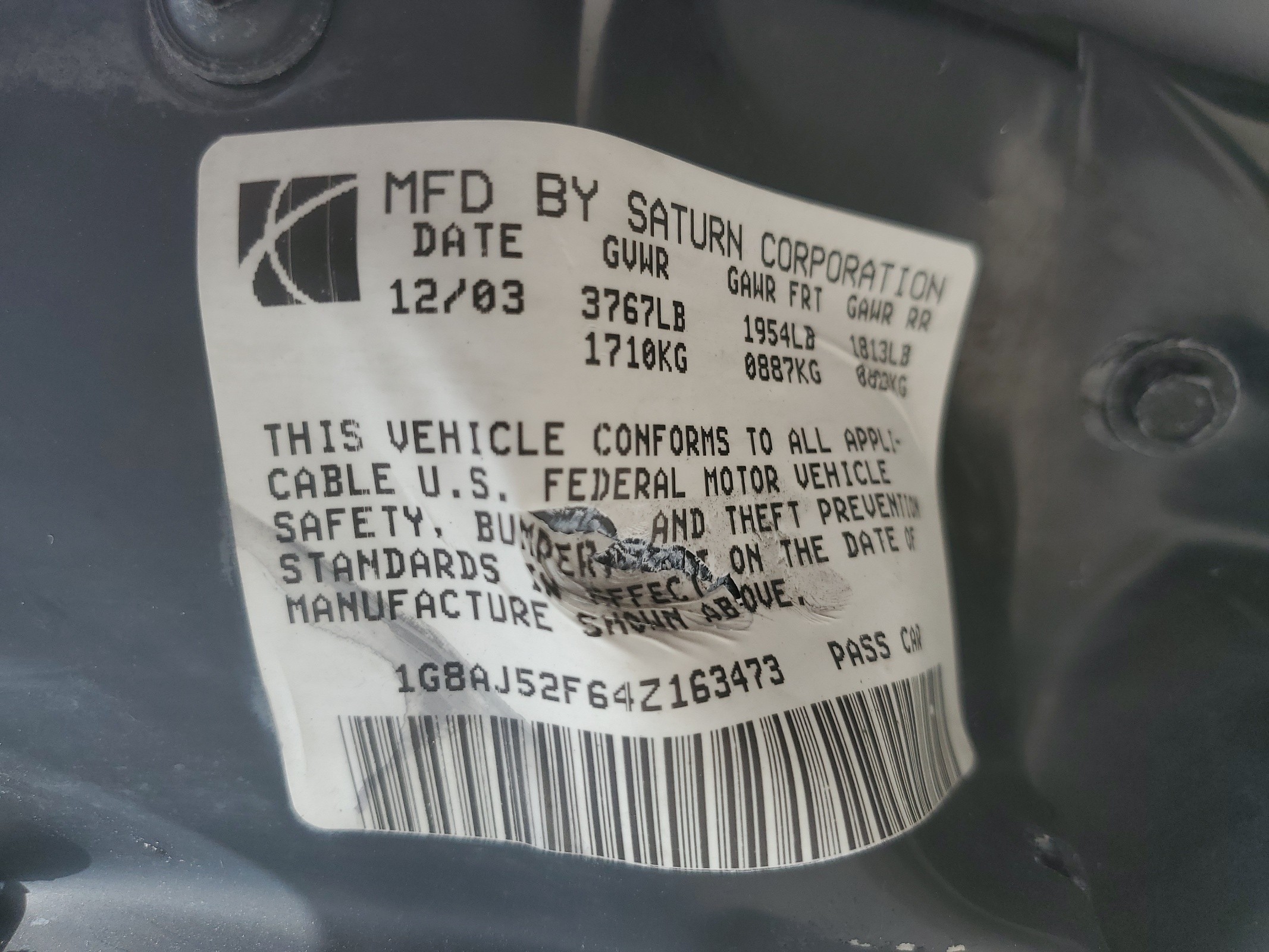 1G8AJ52F64Z163473 2004 Saturn Ion Level 2