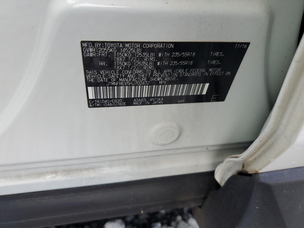 2017 Toyota Rav4 Se VIN: JTMNFREV5HJ702432 Lot: 64481854