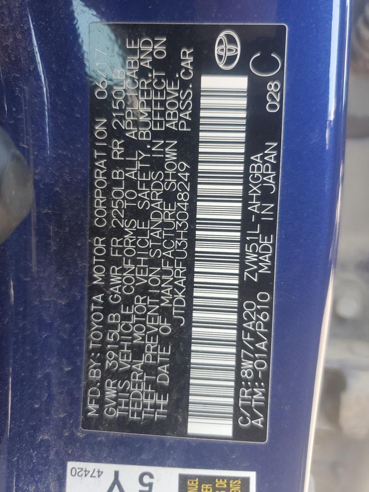 2017 Toyota Prius VIN: JTDKARFU3H3048249 Lot: 62723184