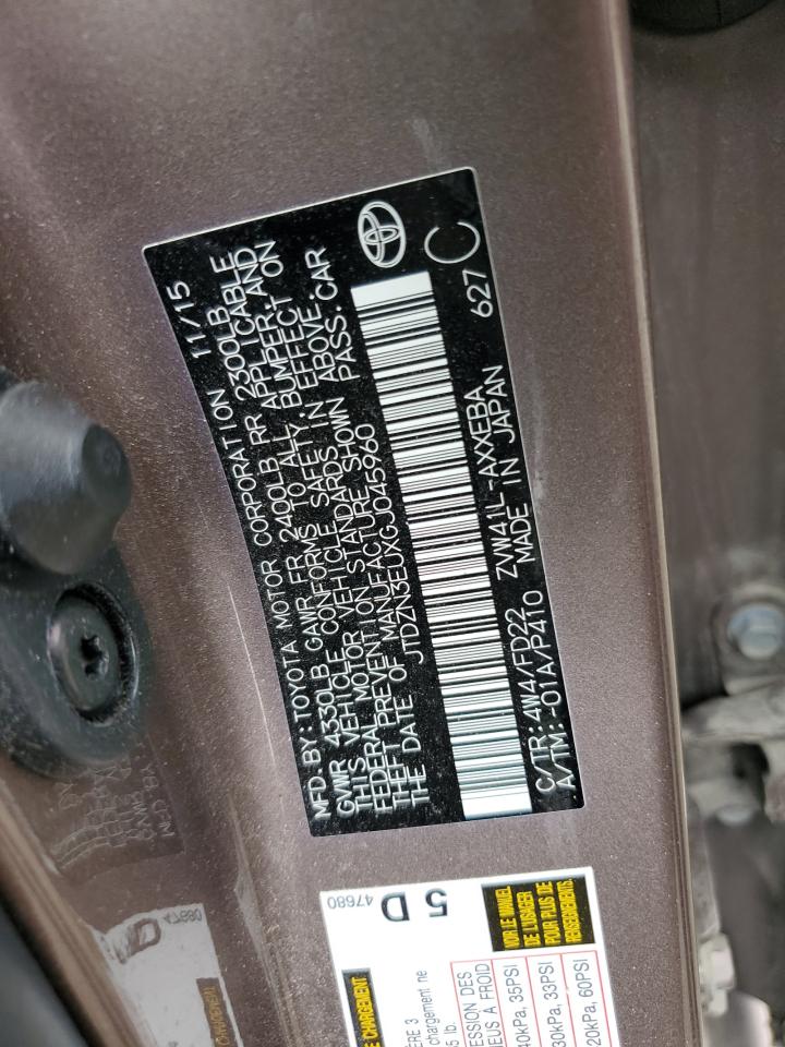 2016 Toyota Prius V VIN: JTDZN3EUXGJ045960 Lot: 61376684