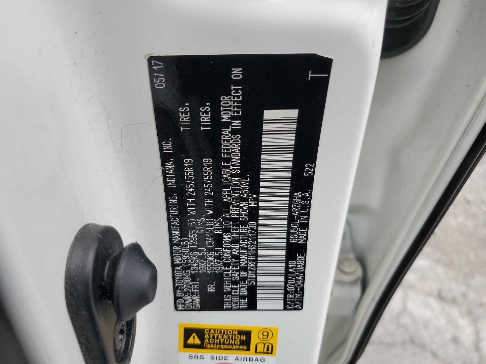 5TDYZRFH1HS211730 2017 Toyota Highlander Limited