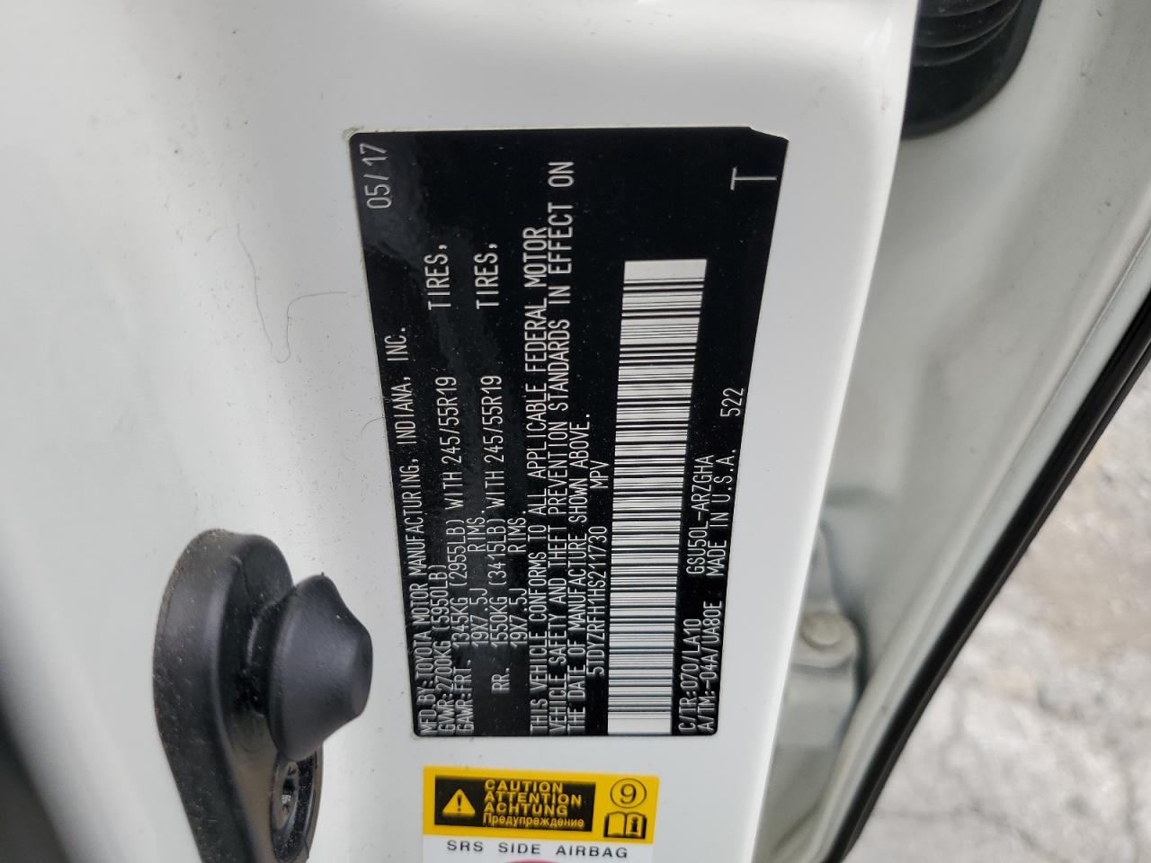 2017 Toyota Highlander Limited VIN: 5TDYZRFH1HS211730 Lot: 63890714