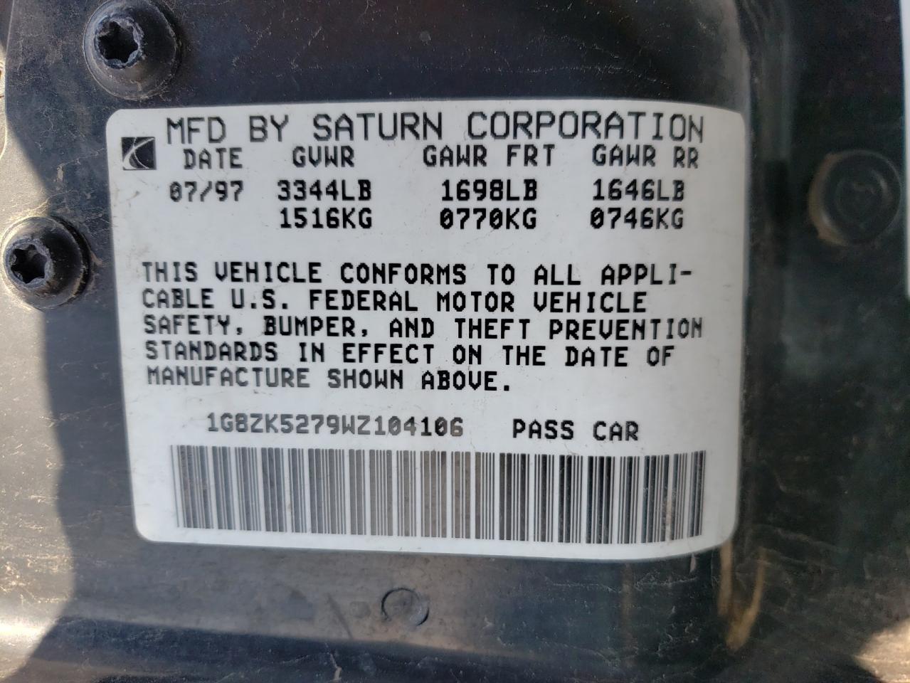 1G8ZK5279WZ104106 1998 Saturn Sl2