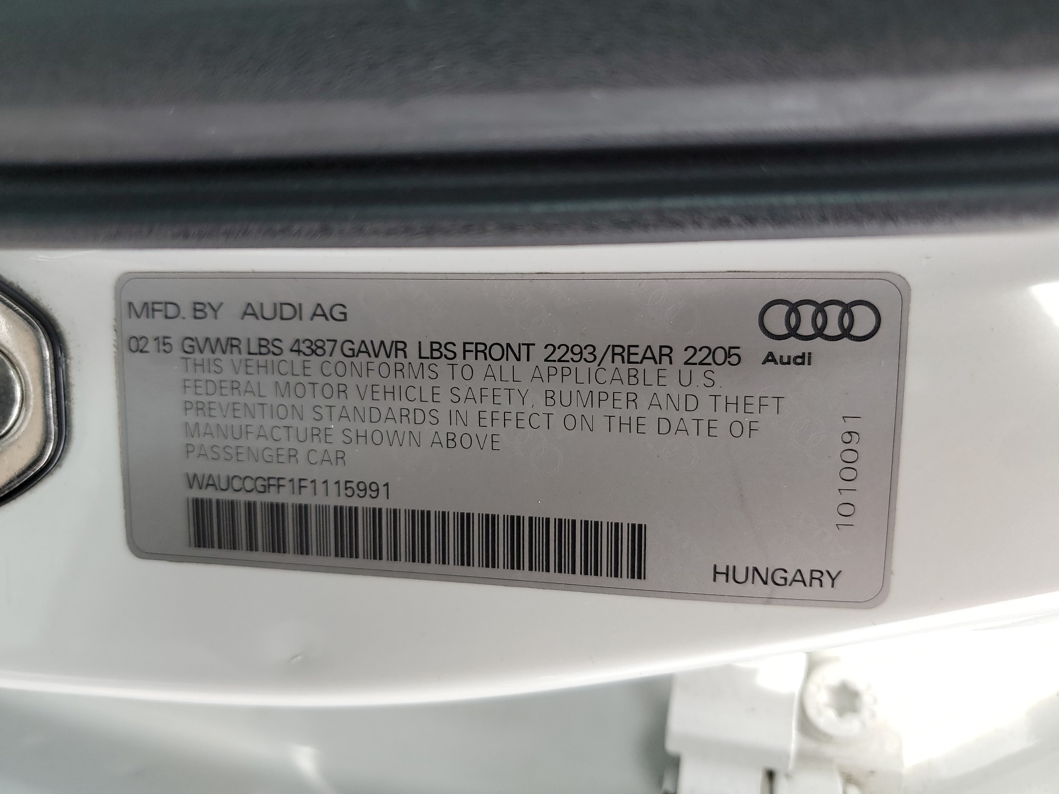 WAUCCGFF1F1115991 2015 Audi A3 Premium Plus