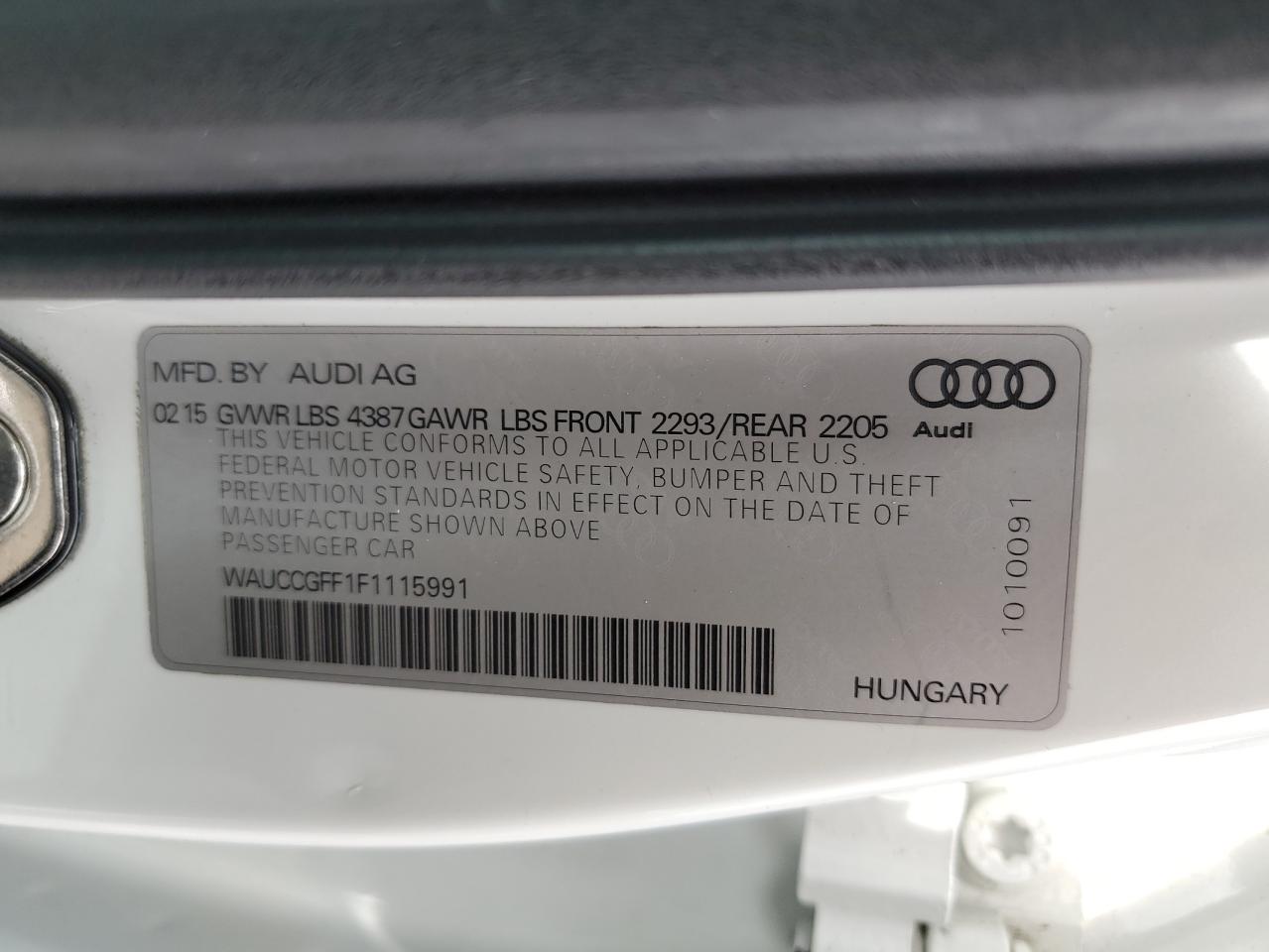 2015 Audi A3 Premium Plus VIN: WAUCCGFF1F1115991 Lot: 63966774