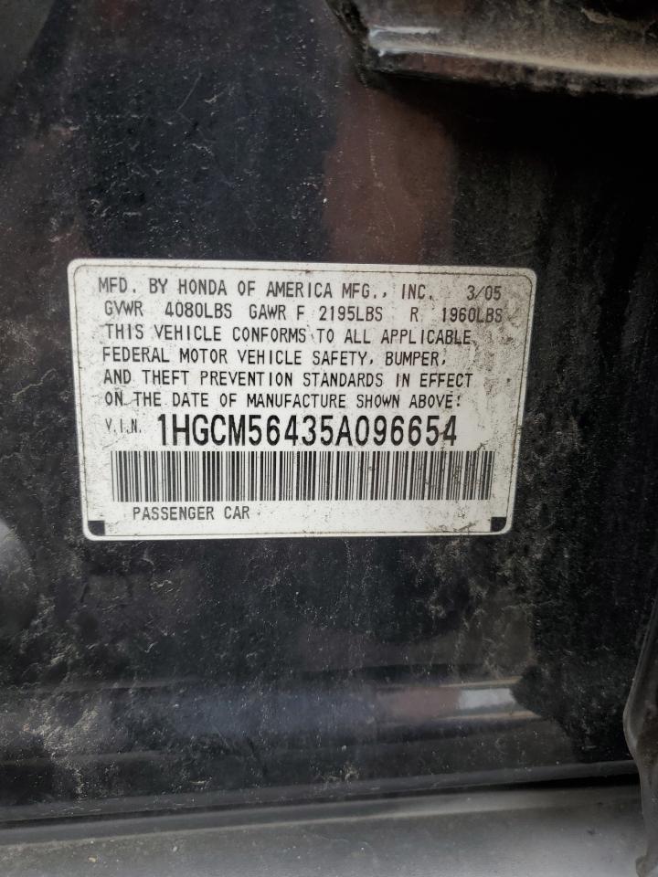 2005 Honda Accord Lx VIN: 1HGCM56435A096654 Lot: 63817154