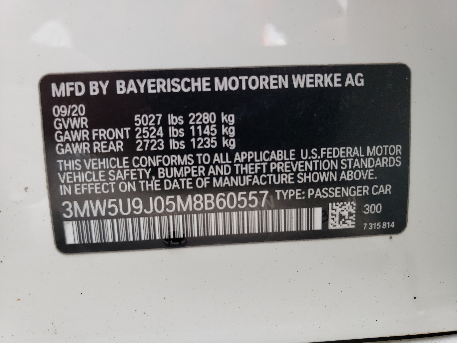 3MW5U9J05M8B60557 2021 BMW M340Xi