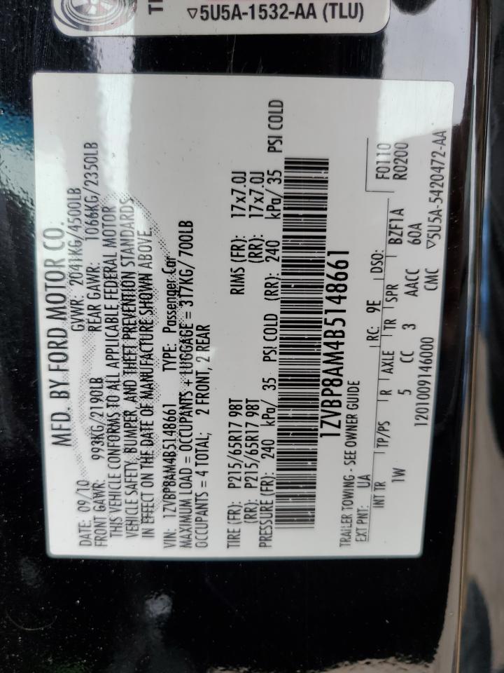 2011 Ford Mustang VIN: 1ZVBP8AM4B5148661 Lot: 64392494