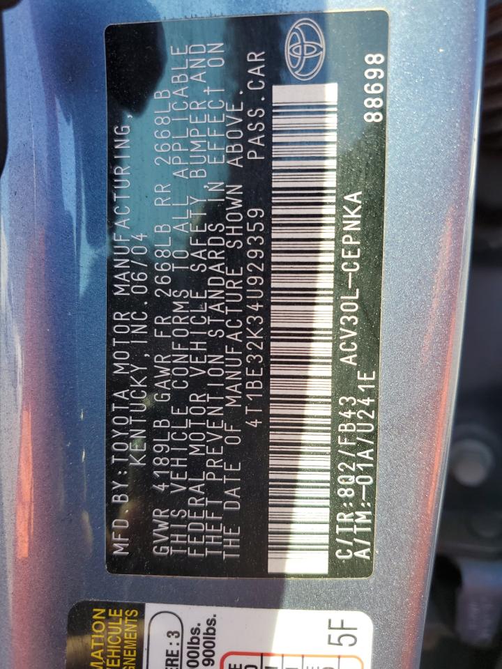 2004 Toyota Camry Le VIN: 4T1BE32K34U929359 Lot: 64279544