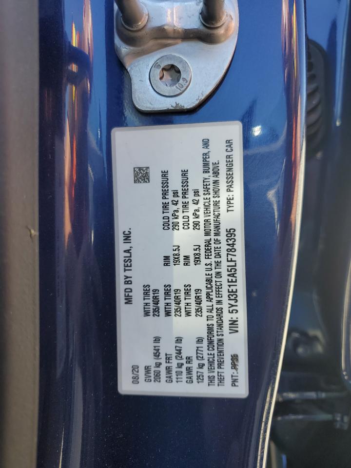 5YJ3E1EA5LF784395 2020 Tesla Model 3